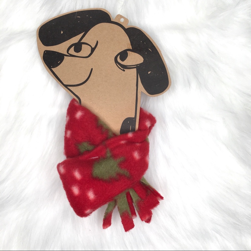 Holiday Motif Red Fleece Pet Scarf Winter Dog Cat Accessory NWT